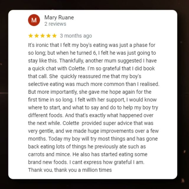 Google reviews from parents Dr Colette has helped